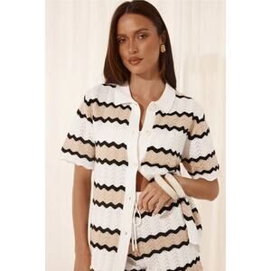 Seven Wonders Caprice Crochet Top White Sand Combo S NEW coastal grandmother